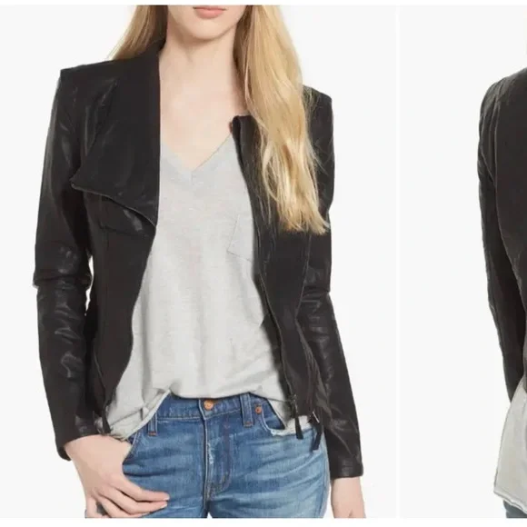 BlankNYC Onyx Vegan Leather Moto Jacket Black Zippered Pockets & Sleeves Multi - Picture 1 of 16